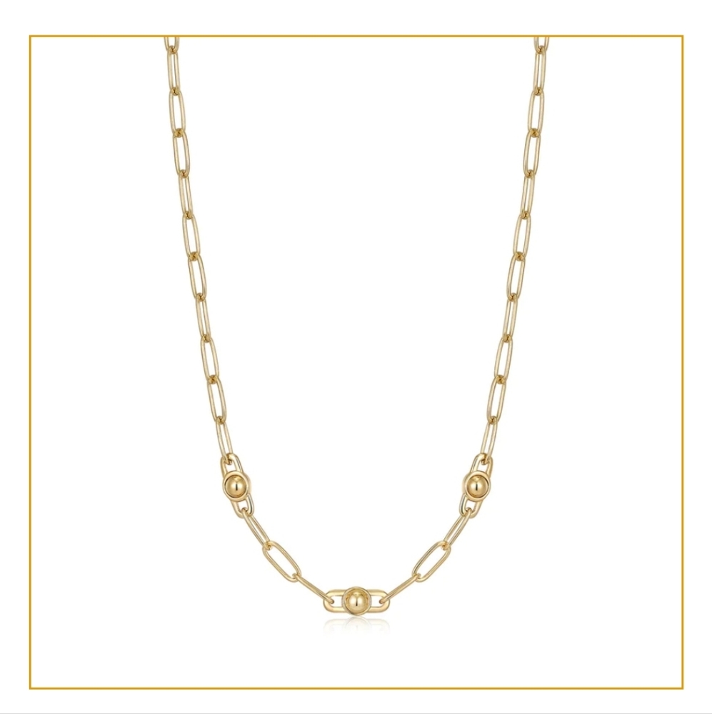Ania Haie Gold Orb Link Chunky Chain Necklace New